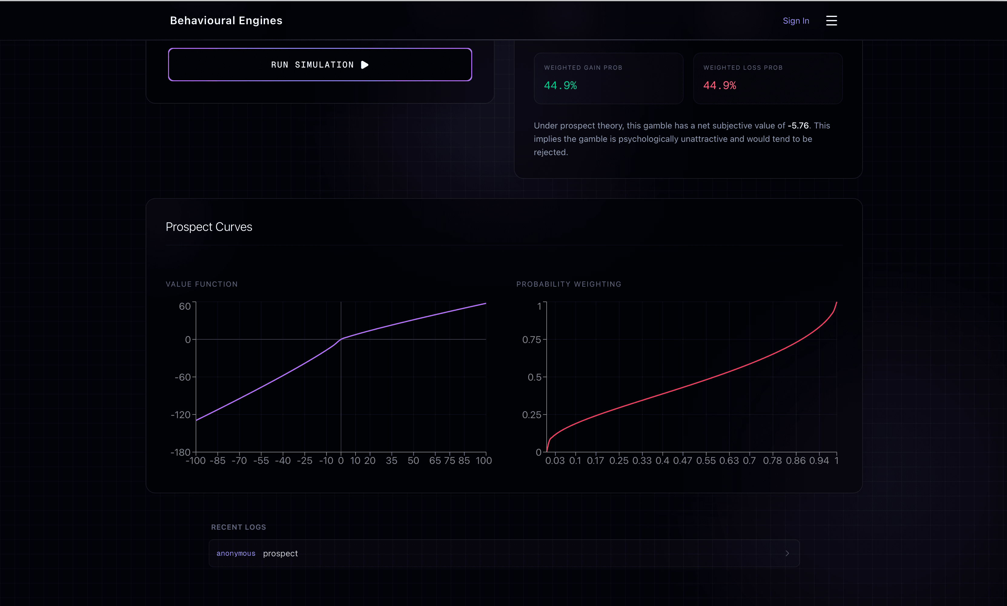 Behavioural Engines graph output