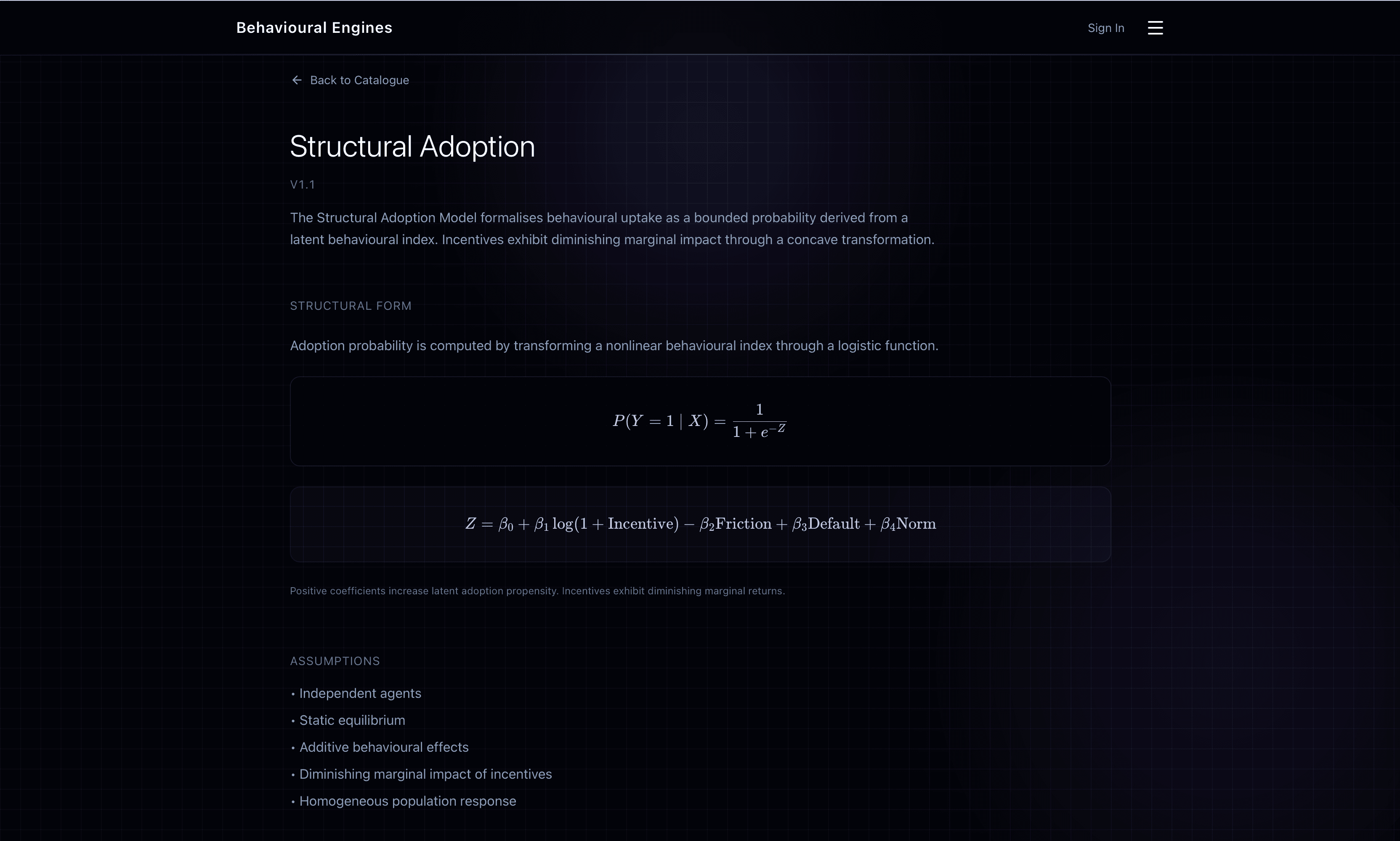 Behavioural Engines model configuration view