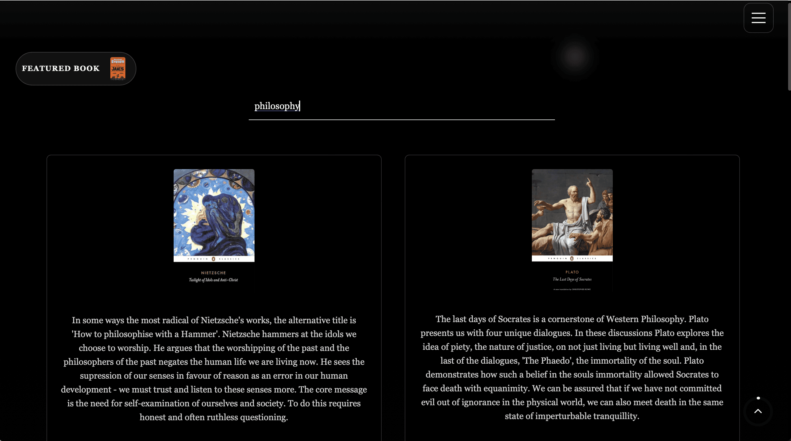 Library view of Being & Thought