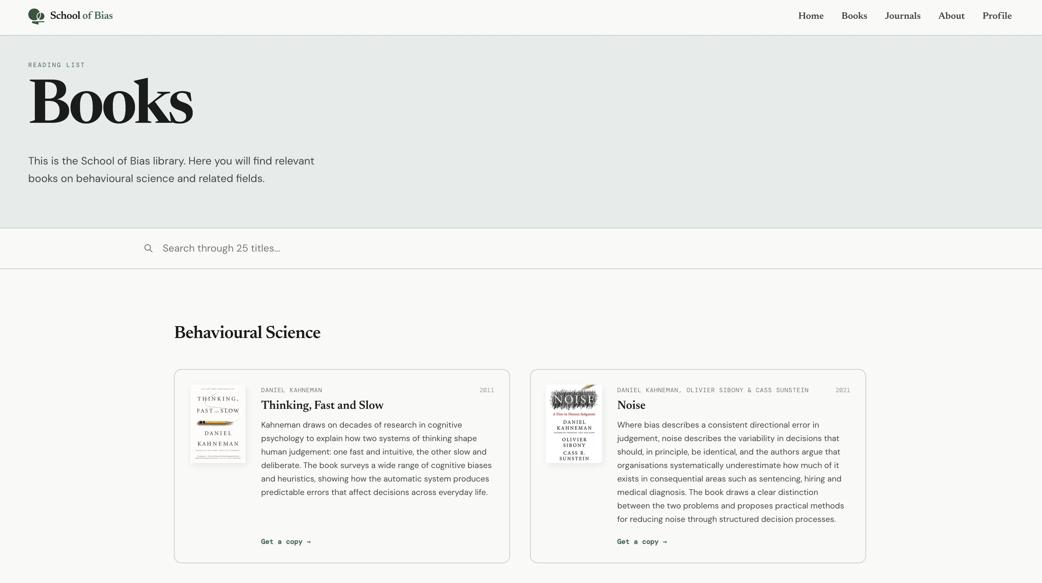 School of Bias reading library